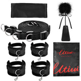 Fetish Bed Restraint Kit for Sex,Utimi BDSM Toys Sets with Hand Cuffs Ankle Cuff Bondage Collection,Blindfold & Plumage Included