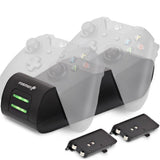 Fosmon Dual Controller Charger Compatible with Xbox One, One X, One S, (Dual Slot) High Speed Docking Charging Station with 2X Battery Packs (Black)