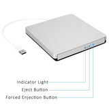 External USB 2.0 DVD Drive, DVD +/-RW CD +/-RW Writer Burner Player with Classic Silvery for MacBook Air, MacBook Pro, Mac OS, PC Laptop