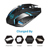 Wireless Gaming Mouse, Scettar Rechargeable Computer Gaming Mouse Unique Silent Click, 7 Breathing Led Light, 3 Adjustable DPI,Iron Plate