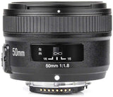 YONGNUO YN EF 50mm f/1.8 AF Lens YN50 Aperture Auto Focus for Nikon Cameras as AF-S 50mm 1.8G with EACHSHOT Cleaning Cloth