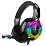 Nivava Gaming Headset for PS4, Xbox One, PC Headphones with Microphone LED Light Mic for Nintendo Switch Playstation Computer, K6(Black)