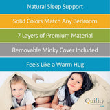 Quility Premium Kids Weighted Blanket & Removable Cover | 07 lbs | 41"x60" Single Size Bed | Premium Glass Beads | Cotton/Minky | Grey/Ivory