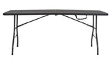 Cosco Deluxe 6 Foot x 30 inch Fold-in-Half Blow Molded Folding Table, Black Black