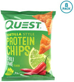 Quest Nutrition Tortilla Style Protein Chips, Chili Lime, Low Carb, Gluten Free, Baked, 8 Count