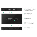 UGREEN USB Switch Selector 2 Computers Sharing 4 USB Devices USB 2.0 Peripheral Switcher Box Hub for Mouse, Keyboard, Scanner, Printer, PCs