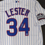 CHICAGO CUBS JON LESTER AUTOGRAPHED WHITE MAJESTIC COOL BASE JERSEY 2016