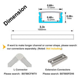 hunhun 10-Pack 3.3ft/1Meter U Shape LED Aluminum Channel System With milky Cover, End Caps and Mounting Clips, Aluminum Profile for LED