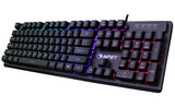 NPET K10 Gaming Keyboard USB Wired Floating Keyboard, Quiet Ergonomic Water-Resistant Mechanical Feeling Keyboard, Ultra-Slim Rainbow LED Backlit