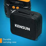 Kensun AC/DC Power Supply Portable Air Compressor Pump with Analog Display to 120 PSI for Home (110V) and Car (12V), Tire Inflator with Adaptors