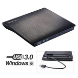 ROOFULL External DVD Drive USB 3.0, Portable CD DVD +/-RW Optical Drive Burner Writer for Windows 10/8 / 7 Laptop Desktop Black