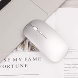2.4GHz Wireless Bluetooth Mouse, Dual Mode Slim Rechargeable Wireless Mouse Silent USB Mice, 3 Adjustable DPI,Compatible for Laptop Windows (Silver)