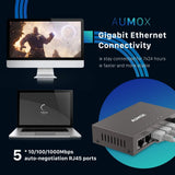 Aumox 5 Port Gigabit Ethernet Network Switch, Desktop, Unmanaged Ethernet Splitter, Durable Metal Casing