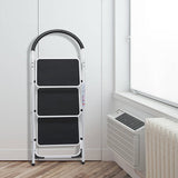 Delxo 3 Step Ladder Folding Step Stool 3 Step ladders with Handgrip Anti-Slip and Wide Pedal Sturdy Steel Ladder 330lbs (3 feet) (3 Step Ladder)