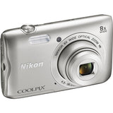 Nikon Coolpix A300 20.1MP 8x Optical Zoom NIKKOR WiFi Silver Digital Camera 26519B - (Renewed)