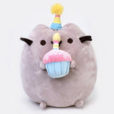GUND Pusheen Snackables Birthday Cupcake Plush Stuffed Animal, Gray, 10.5"