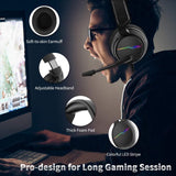 Jeecoo USB Pro Gaming Headset for PC- 7.1 Surround Sound Headphones with Noise Cancelling Mic- Memory Foam Ear Pads RGB Lights for Laptops