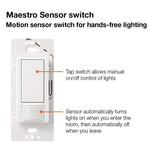 Lutron Maestro Motion Sensor Switch, No Neutral Required, 250 Watts, Single-Pole, MS-OPS2-WH, White
