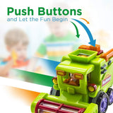 WolVol (Set of 3 Push and Go Friction Powered Car Toys for Boys - Street Sweeper Truck, Cement Mixer Truck, Harvester Toy Truck)
