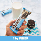 Quest Nutrition Cookies & Cream Protein Bar, High Protein, Low Carb, Gluten Free, Keto Friendly, 12 Count