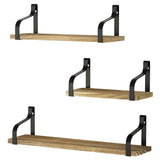 Love-KANKEI Floating Shelves Wall Mounted Set of 3, Rustic Wood Wall Storage Shelves, Carbonized Black
