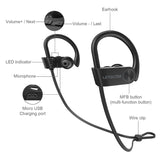 LETSCOM Bluetooth Headphones IPX7 Waterproof, Wireless Sport Earphones, Hifi Bass Stereo Sweatproof Earbuds W/Mic, Noise Cancelling Headset