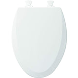 BEMIS 1500EC 000 Toilet Seat with Easy Clean & Change Hinges, ELONGATED, Durable Enameled Wood, White