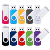 Flash Drive 16GB USB 2.0 10 Pack Swivel Blank Memory Stick Pnstaw Bulk Thumb Drive Pen Drives Jump Drive (10 Pack,Multi-Color)