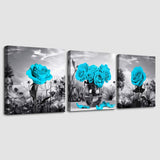 Canvas Wall Art for Bedroom Black and white landscape Blue rose flowers Bathroom Wall Decor