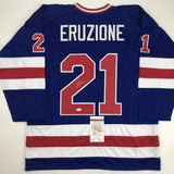 Autographed/Signed Mike Eruzione Blue Team USA Miracle On Ice 1980 Hockey Jersey