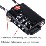 TSA Approved Cable Luggage Locks, Re-settable Combination with Alloy Body