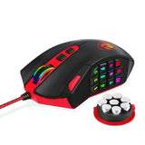 Redragon M901 Gaming Mouse, Wired MMO RGB LED Backlit Computer Mice, 24000 DPI, Perdition, with Weight Tuning Set & 18 Programmable Buttons (Black)