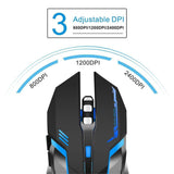 Wireless Gaming Mouse, Scettar Rechargeable Computer Gaming Mouse Unique Silent Click, 7 Breathing Led Light, 3 Adjustable DPI,Iron Plate