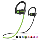 LETSCOM Bluetooth Headphones IPX7 Waterproof, Wireless Sport Earphones - GreenBlack