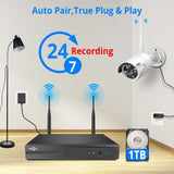 Wireless Security Camera System with 1TB Hard drive with Audio