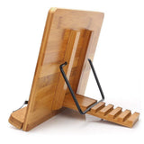 Bamboo Book Stand,wihacc Adjustable Book Holder Tray and Page Paper Clips