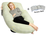 QUEEN ROSE Pregnancy Pillow Bamboo with Detachable Design,U Shaped Full Body Pillow Support for Back/Neck/Leg and Belly,Comes with Secure Belt