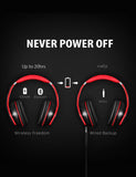 Mpow 059 Bluetooth Headphones Over Ear, Hi-Fi Stereo Wireless Headset, Foldable, Soft Memory-Protein Earmuffs, w/Built-in Mic/Cell Phones/TV BlackRed