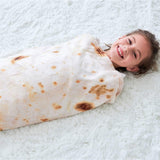 CASOFU Burritos Blanket, Burritos Tortilla Blanket, Food Flour Tortilla Throw Blankets, Soft and Comfortable Giant Round Taco (Burrito-a, 47 inches)
