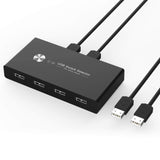 USB Switch Selector, KVM Switcher for 2 PC Sharing 4 USB Devices, One-Button Swapping for Keyboard, Mouse, Scanner, Printer, Computer