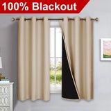 Bedroom Full Blackout Curtain Panels (Set of 2 PCs, 42 by 63 inches, Biscotti Beige)