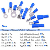 Glarks 540pcs 22-16/16-14/12-10 Gauge Mixed Quick Disconnect Electrical Insulated Butt Bullet Spade Fork Ring Solderless Crimp Terminals Connectors