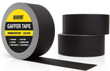 Black Gaffers Tape - 3 Pack, 30 Yards and 2 inch Wide- 3 roll Bulk Set Refills case. Multi-Pack Waterproof Gaffer Matte Cloth Fabric