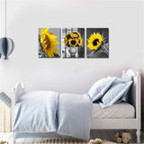 Black and White Sunflower Wall Art - Simple Life Flower Framed Artwork Wall Decor 12''x16'' 3 Pieces