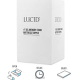 LUCID 4 Inch Gel Memory Foam Mattress Topper-Ventilated Design-Ultra Plush-Twin
