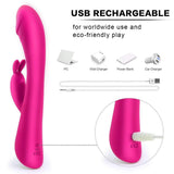 G Spot Rabbit Vibrator with Bunny Ears for Clitoris Stimulation, PALOQUETH Waterproof Clit Stimulator with 9 Vibration Modes Quiet Dual Motor