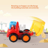 Coogam 4 Pack Friction Powered Cars Construction Vehicles Toy Set Cartoon Push and Go Car Tractor, Cement Mixer Truck, Dumper for 1 2 3 Year Old