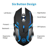 Wireless Gaming Mouse, Scettar Rechargeable Computer Gaming Mouse Unique Silent Click, 7 Breathing Led Light, 3 Adjustable DPI,Iron Plate