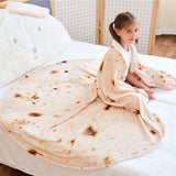 CASOFU Burritos Blanket, Burritos Tortilla Blanket, Food Flour Tortilla Throw Blankets, Soft and Comfortable Giant Round Taco (Burrito-a, 47 inches)
