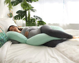 PharMeDoc Pregnancy Pillow with Jersey Cover, C Shaped Full Body Pillow - Mint Green